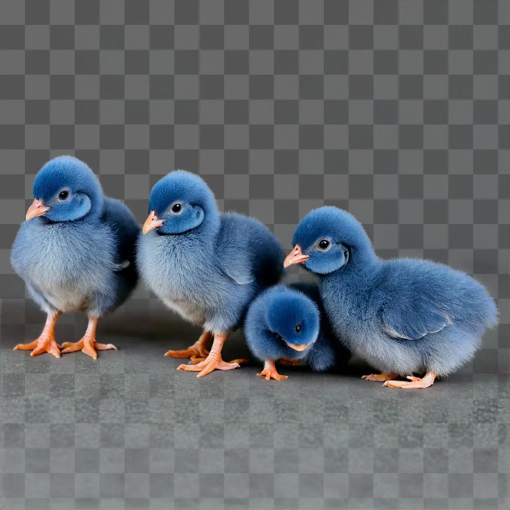 Blue copper marans chicks standing together