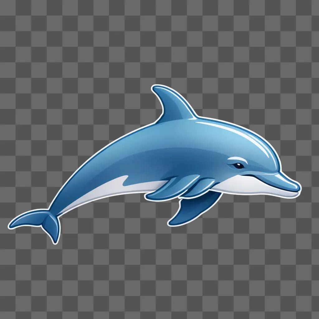 Blue dolphin emoji in a blue background