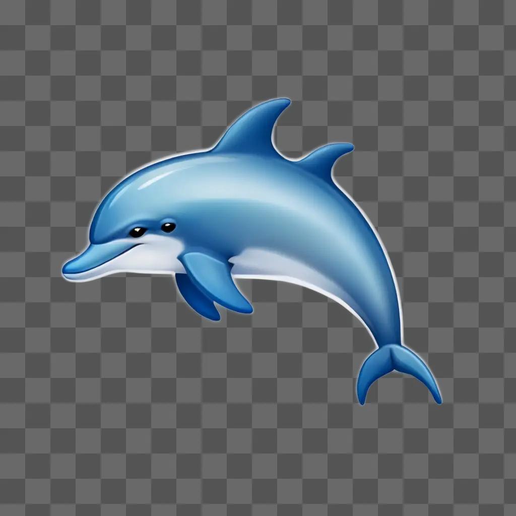 Blue dolphin emoji with glowing eyes and blue tail