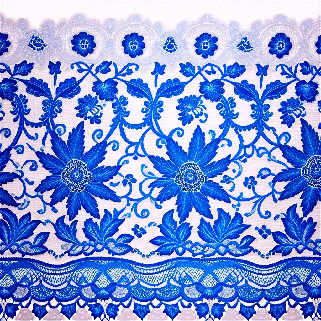 Blue lace pattern on white background