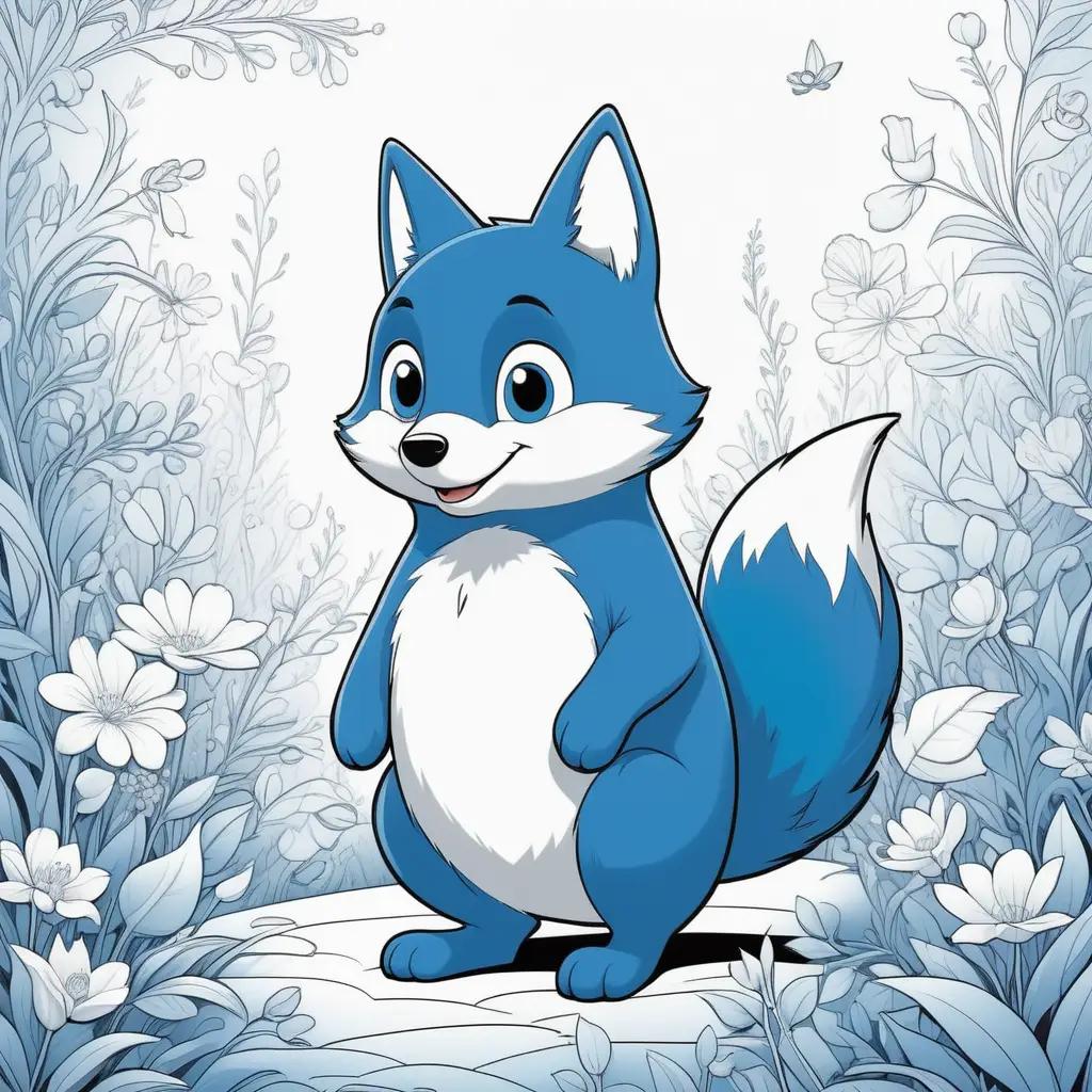 Bluey cartoon fox in blue color pages