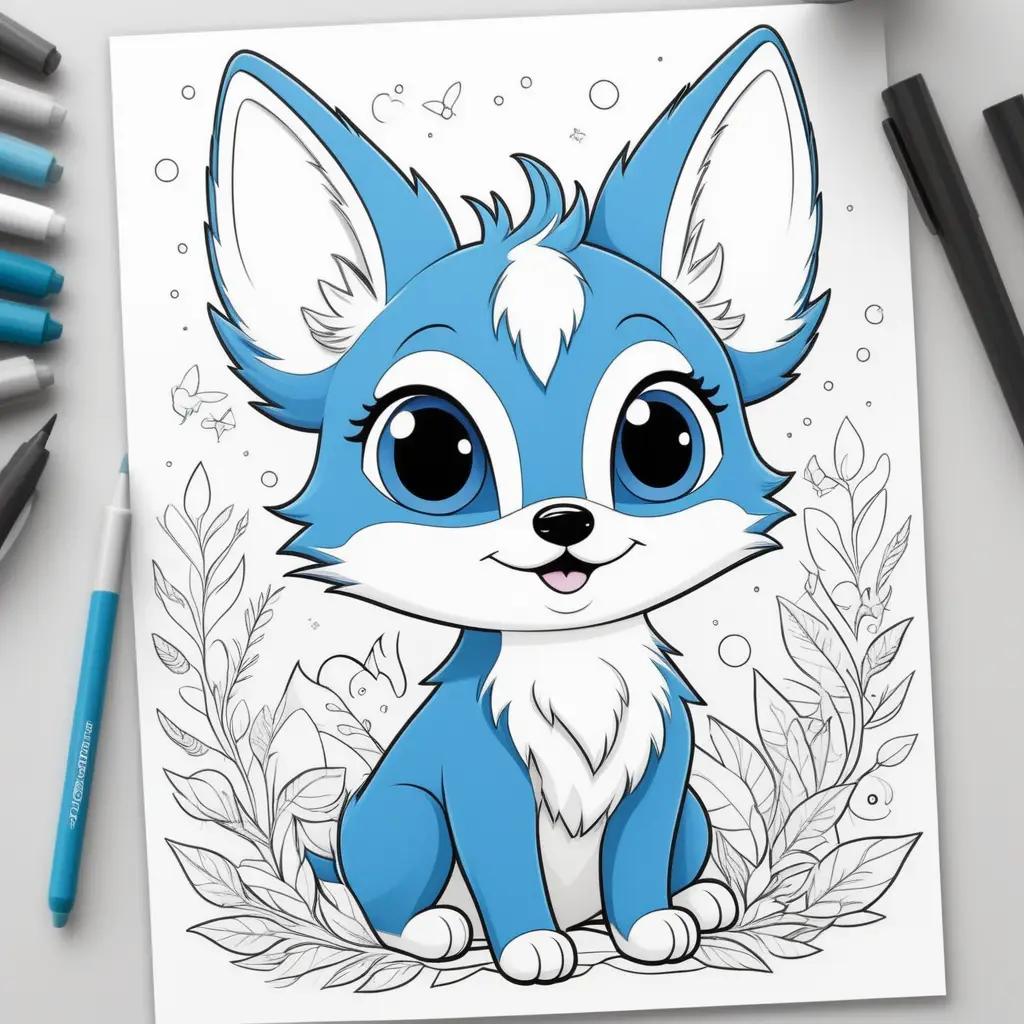 Bluey coloring pages, cartoon puppy, and markers