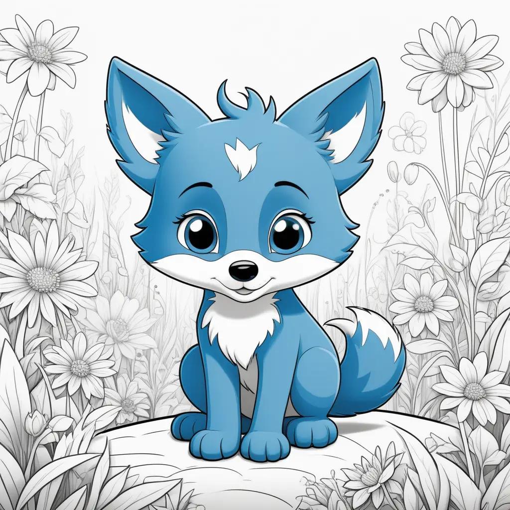 Bluey coloring pages with flowers in the background