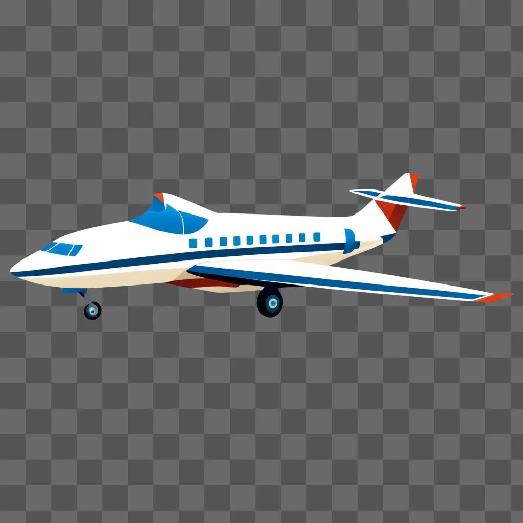 Blurry clipart plane with blue stripe