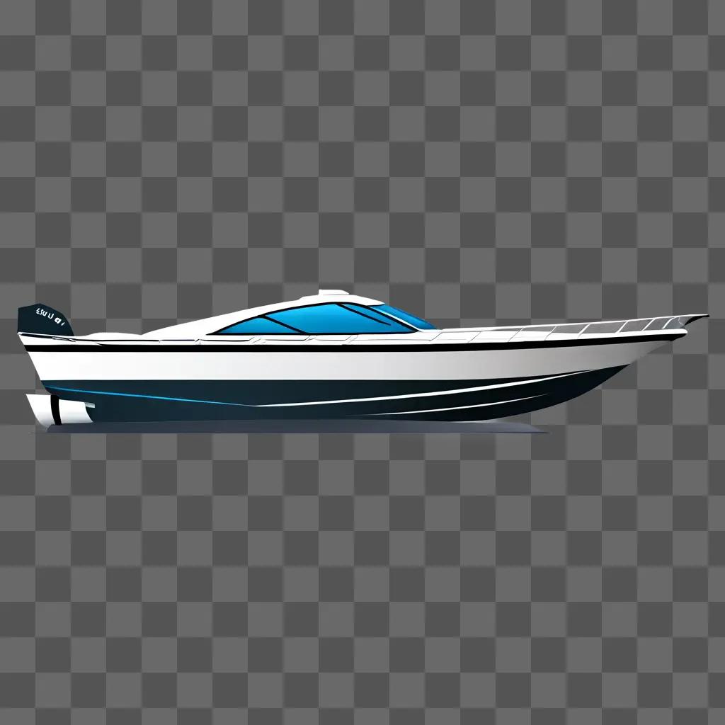 Boat illustrated against a gray background