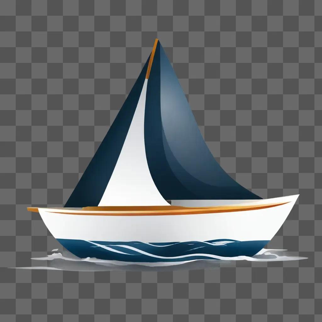 Boat sail boat blue water white boat clipart