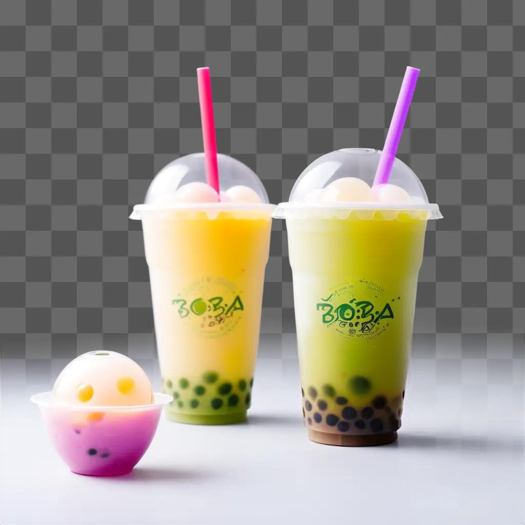 Boba coffee drinks with bubble toppings