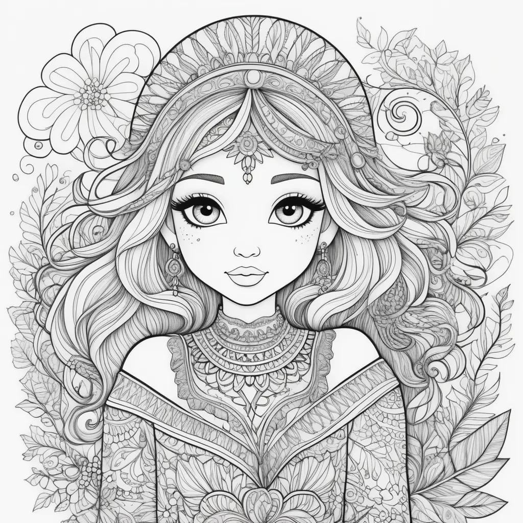 Bobbie Good Coloring Page with Colorful Leaves and Flowers