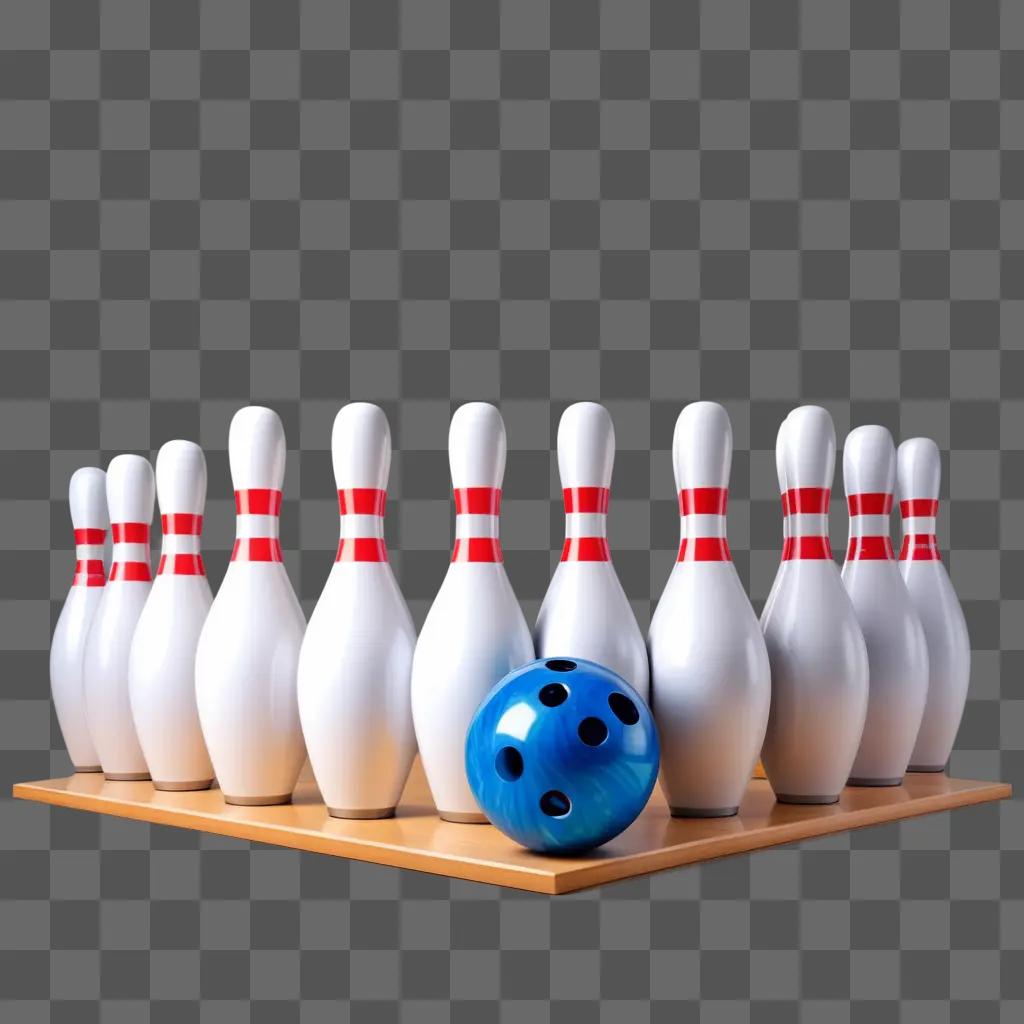 Bowling pins and ball in cartoon form