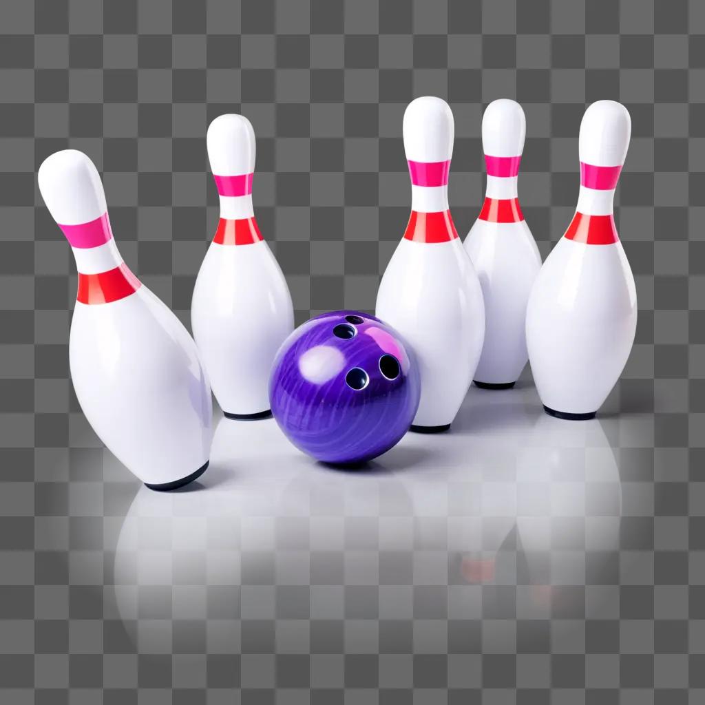 Bowling pins and ball on a white background