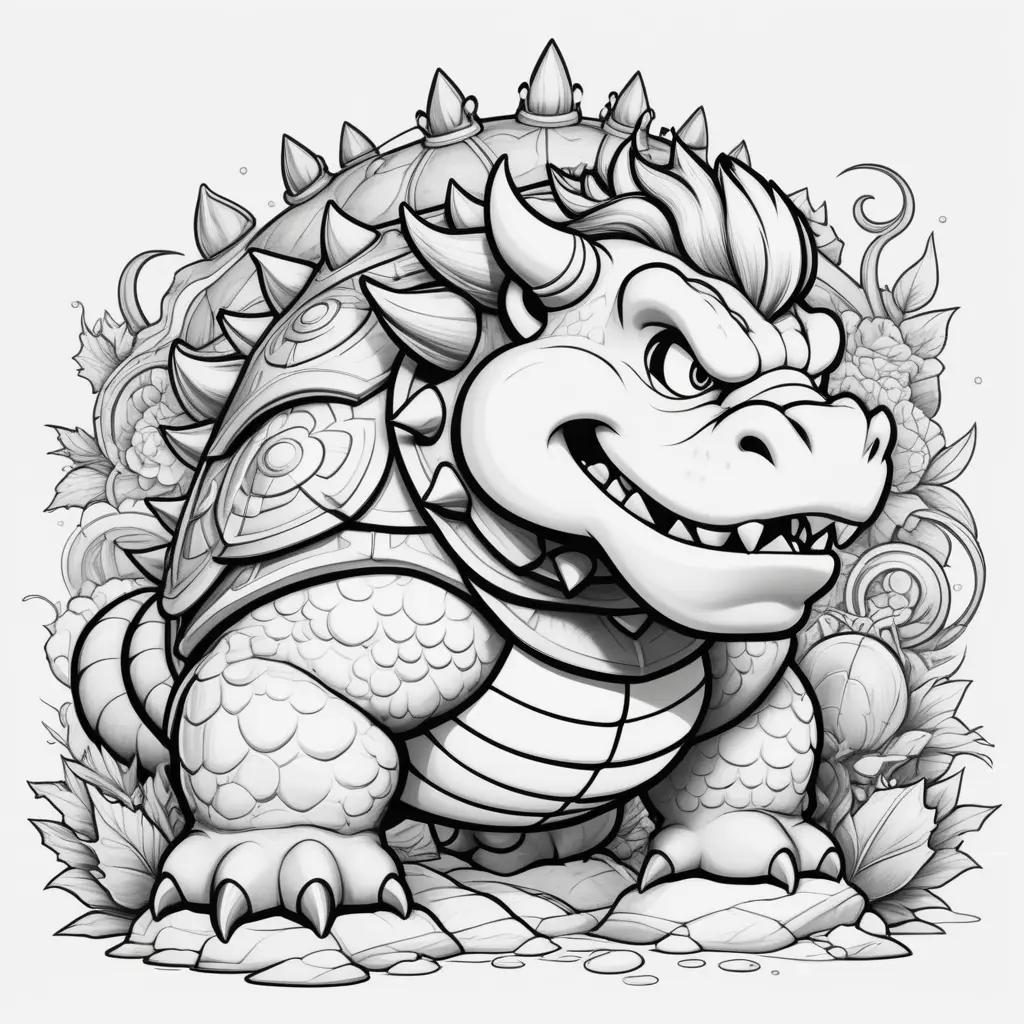 Bowser Coloring Pages features a cartoon image of the infamous dragon from the Legend of Zelda series