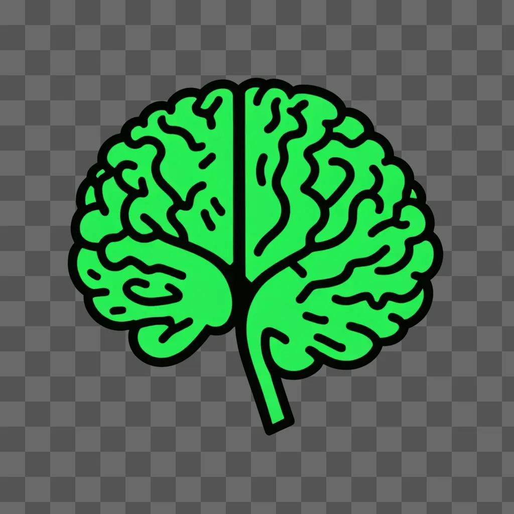 Brain clipart on green background