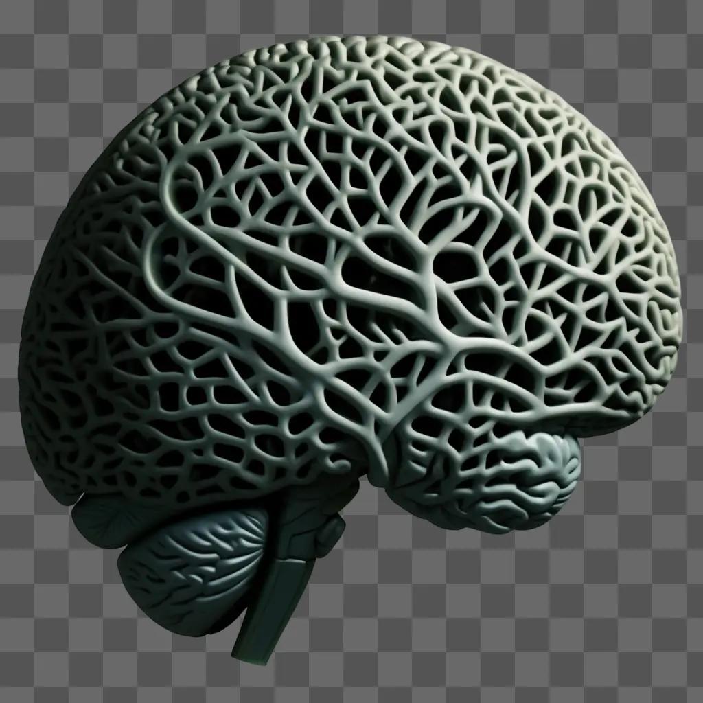 Brain with white lines and a transparent brain