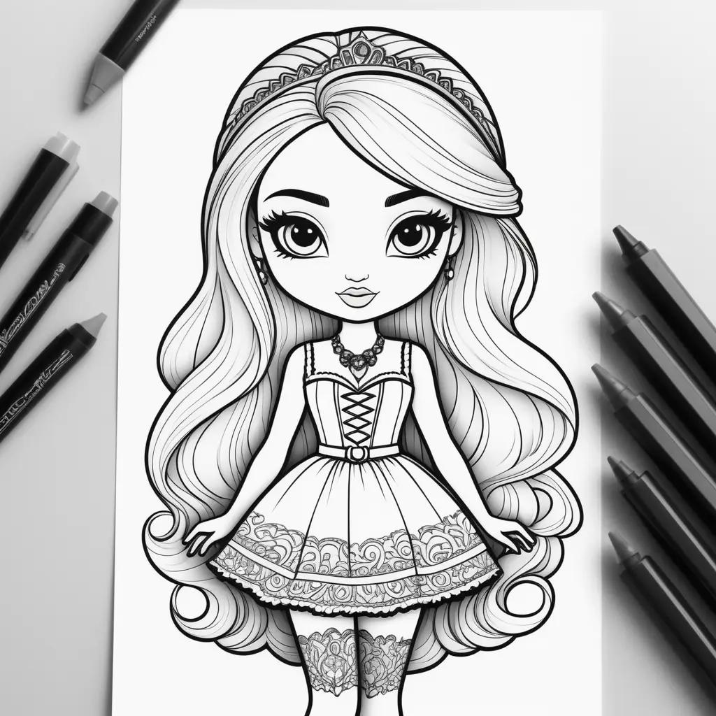 Bratz doll coloring pages with markers and pencils