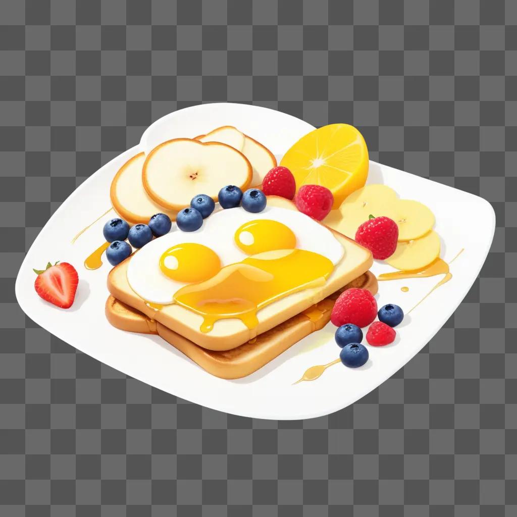 Breakfast Clipart with various fruits and toast