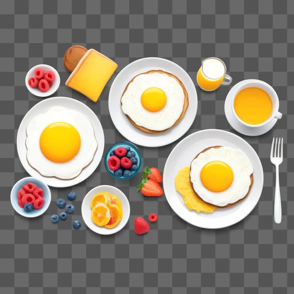 Breakfast clipart features a variety of food items