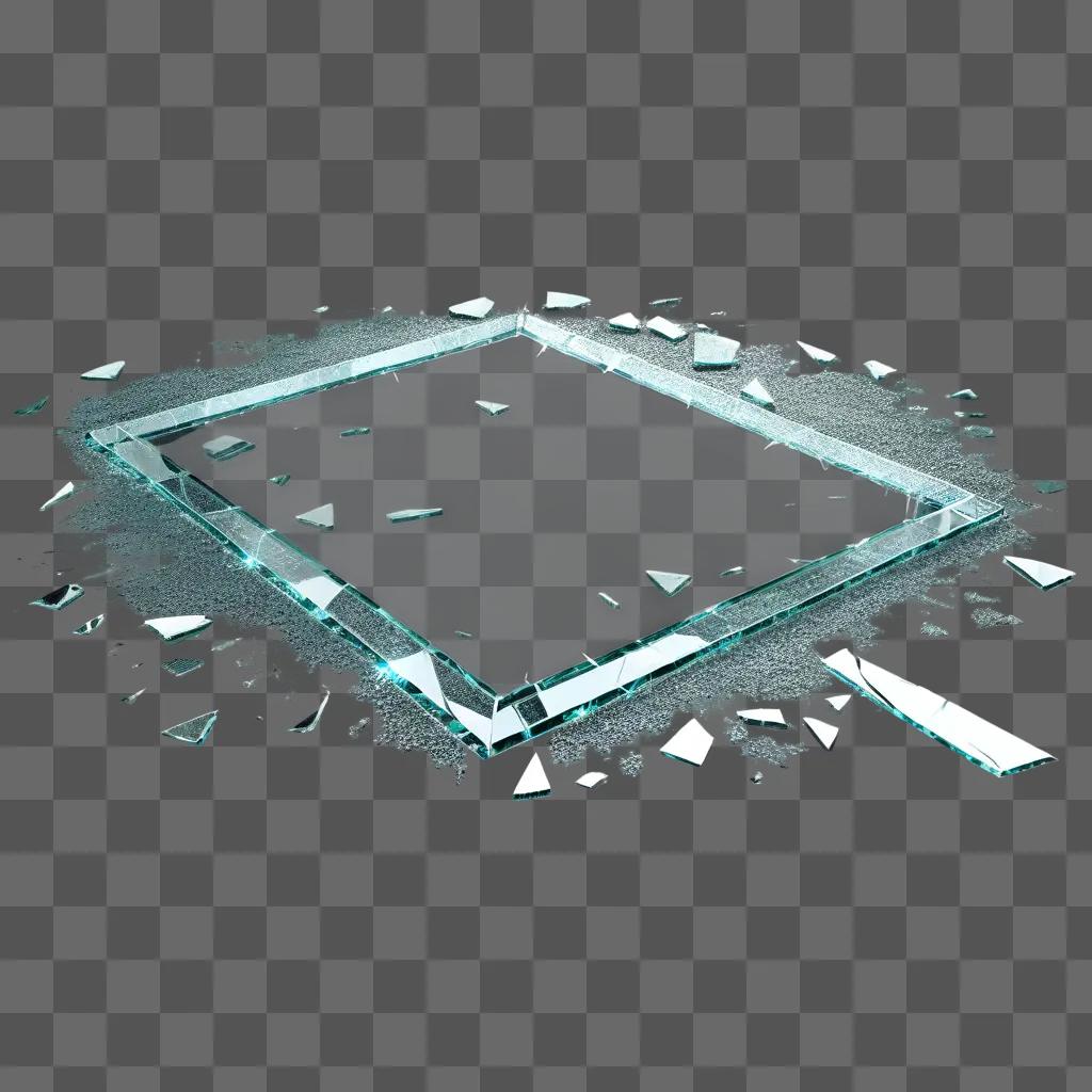 Broken glass pieces on a transparent background