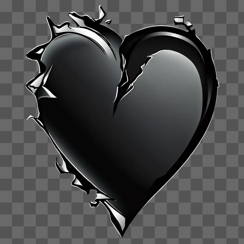 Broken heart tattoo on a black background