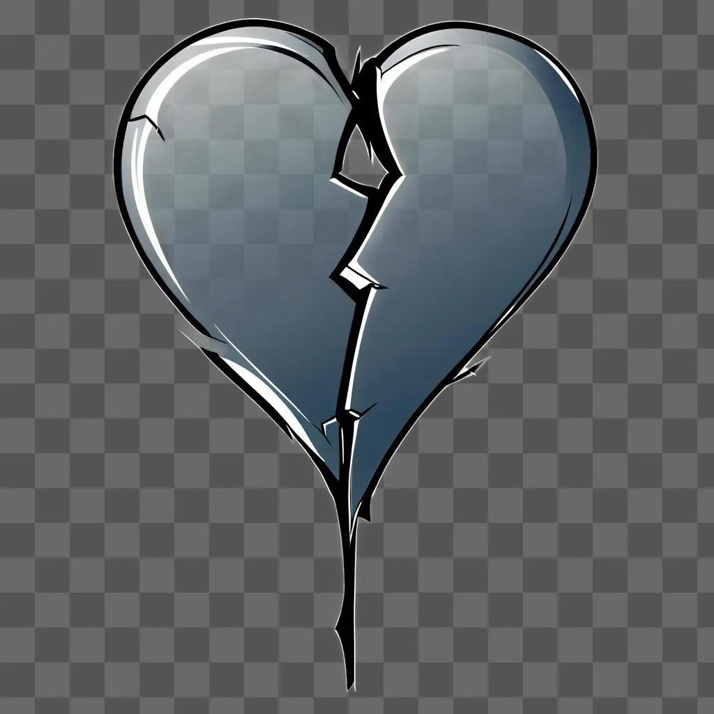 Broken heart tattoo on a gray background