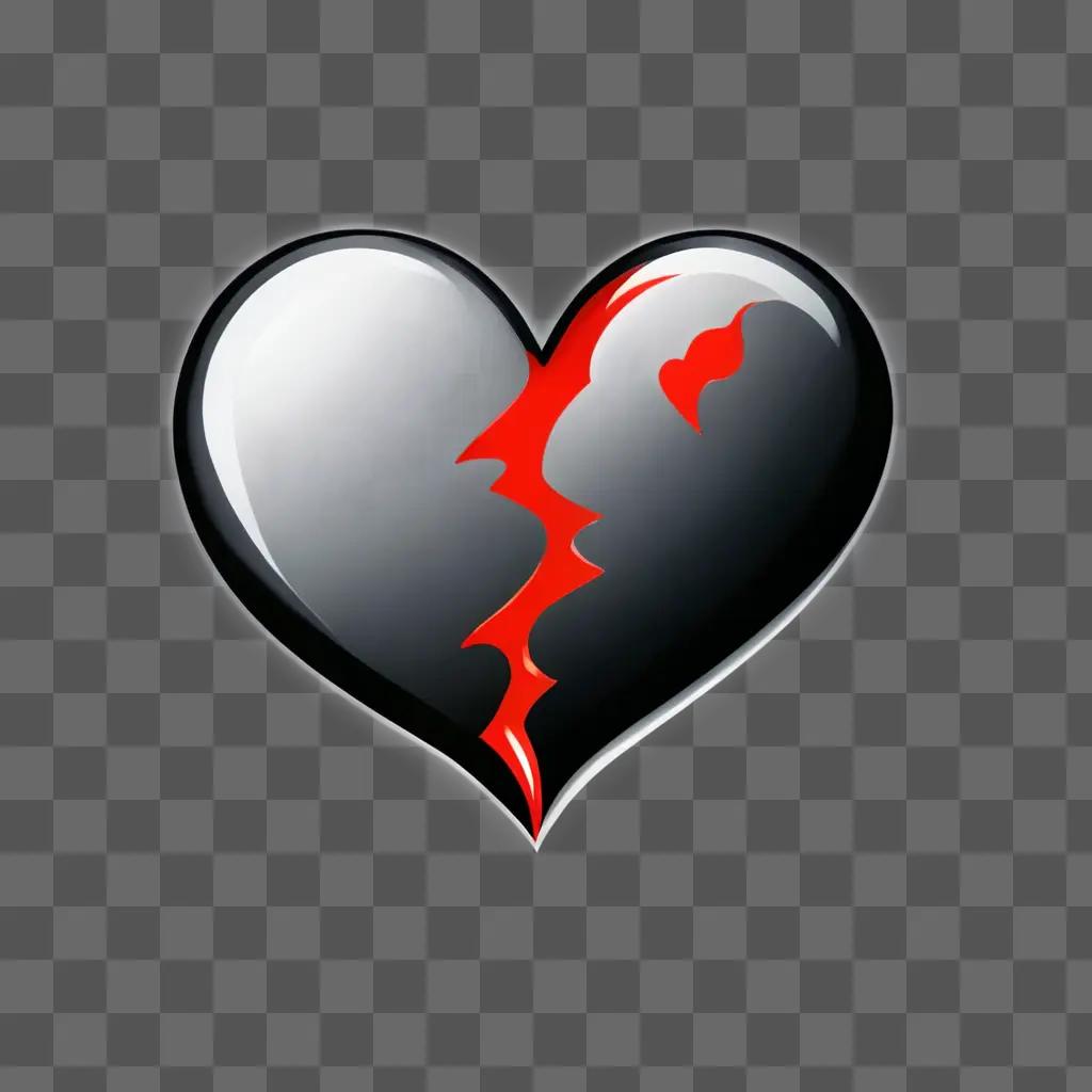 Broken heart with red and black color