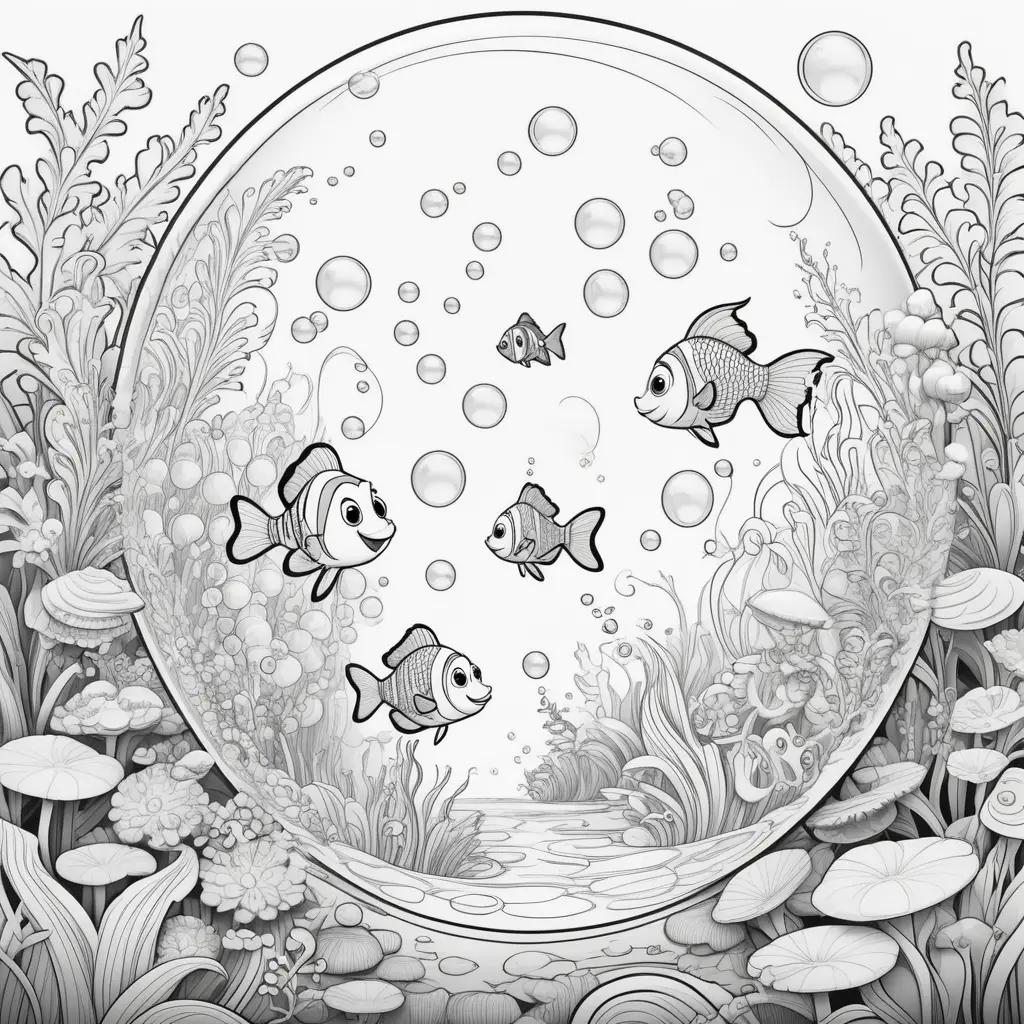 Bubble guppies coloring pages - fish and bubbles