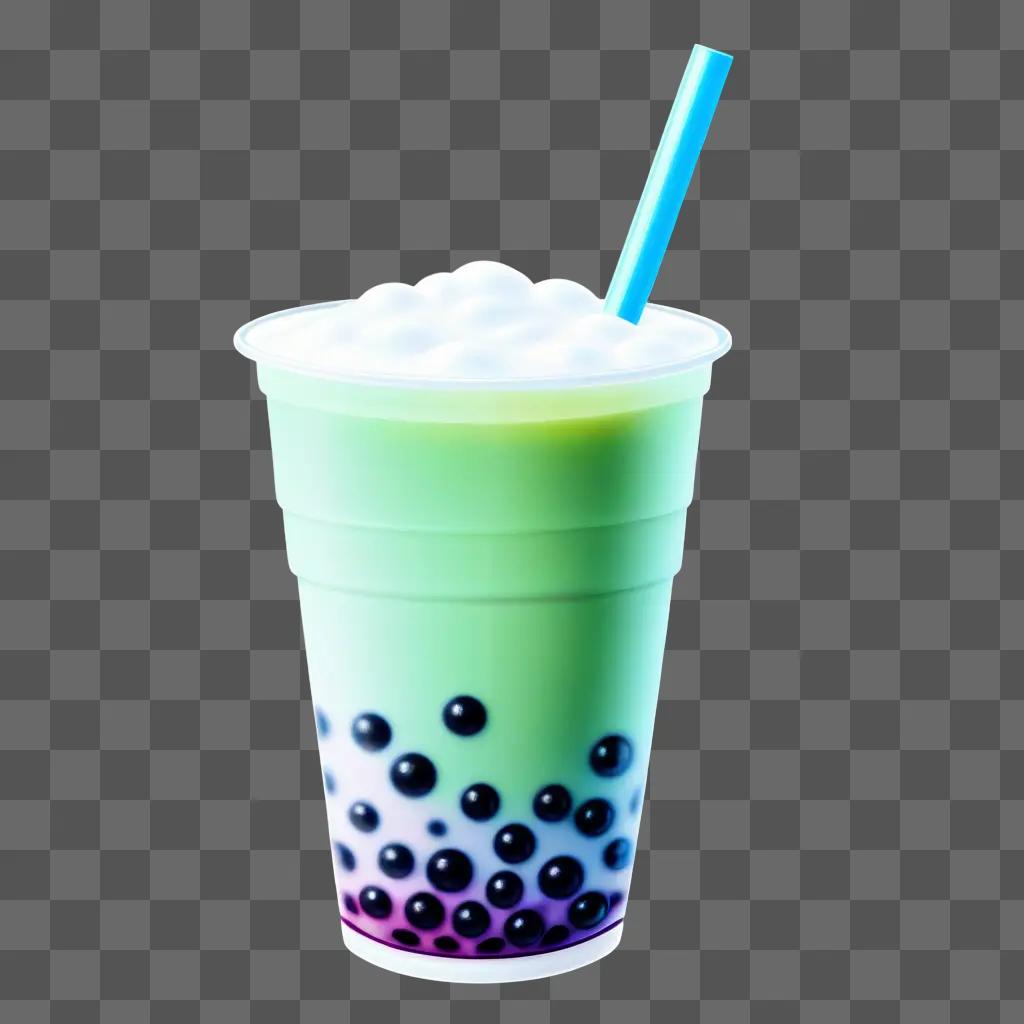 Bubble tea with blue and purple bubbles