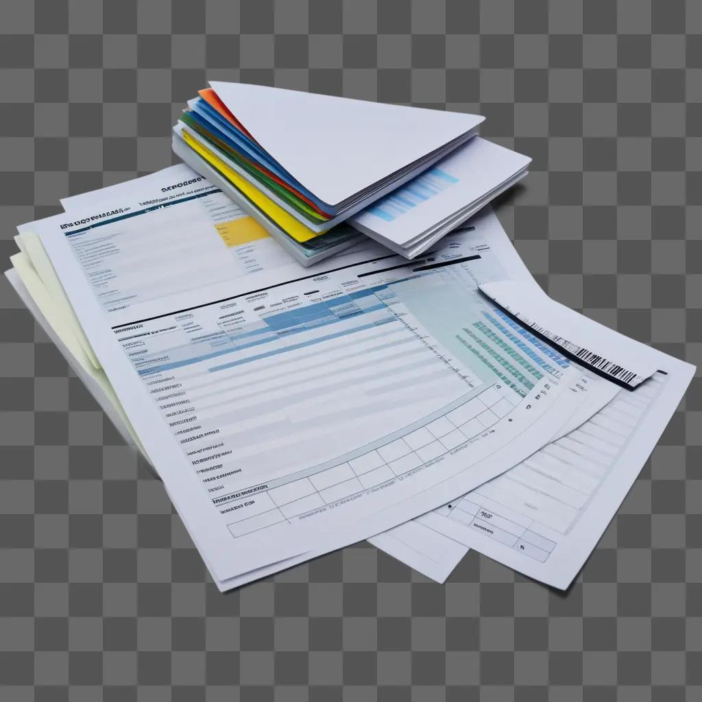 Budgeting documents with colorful charts and graphs