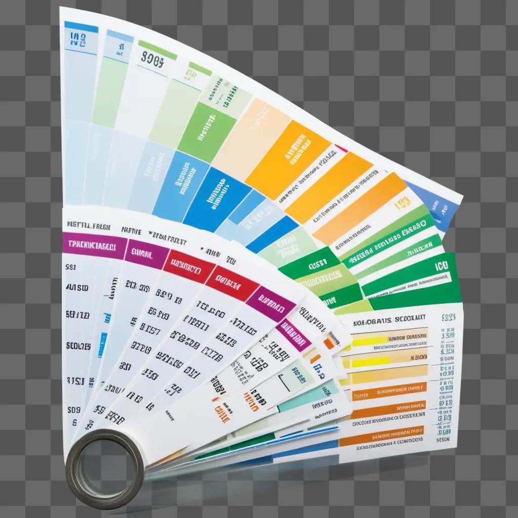 Budgeting guidebook with colorful charts and graphs