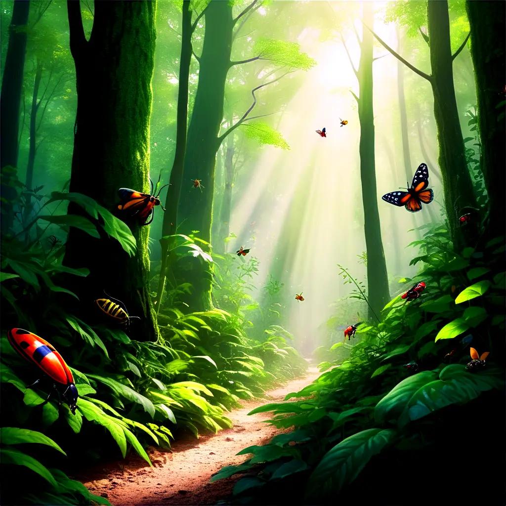 Bug Paradise - A vibrant jungle scene with a multitude of colorful insects