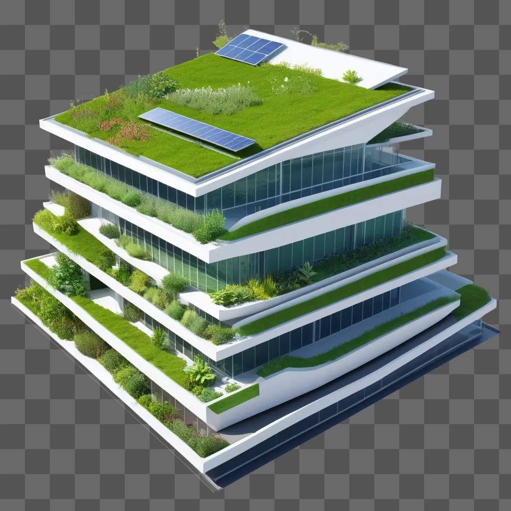 Building with a green roof on the top of it