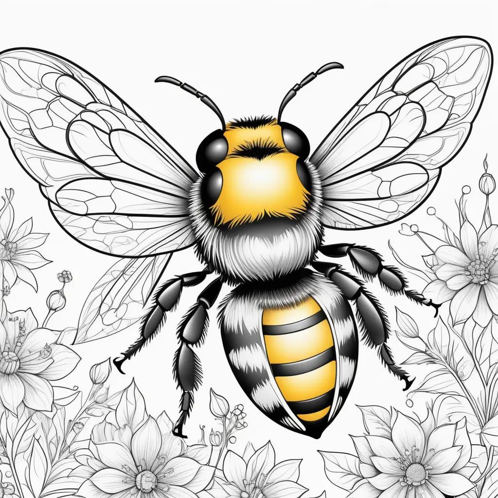 Bumblebee coloring page with black and yellow color scheme