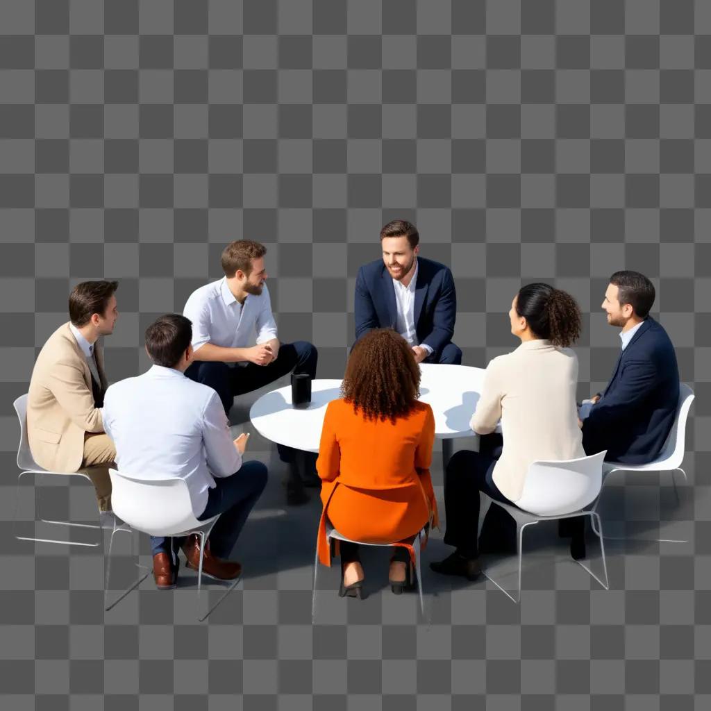 Business people discuss at a round table