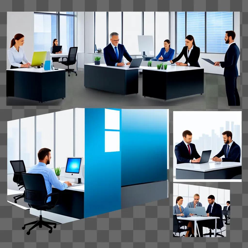 Business professionals working in a modern office