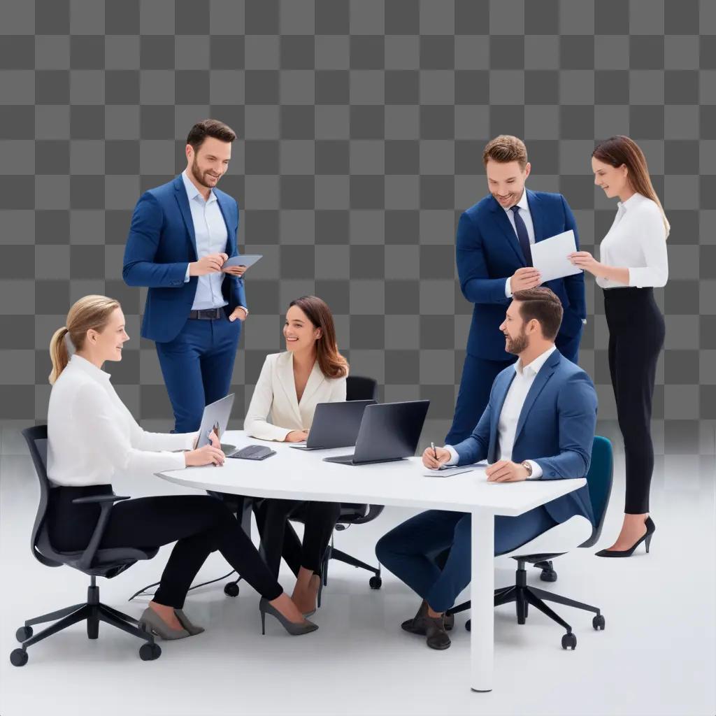 Business staff gathered at a table for a meeting