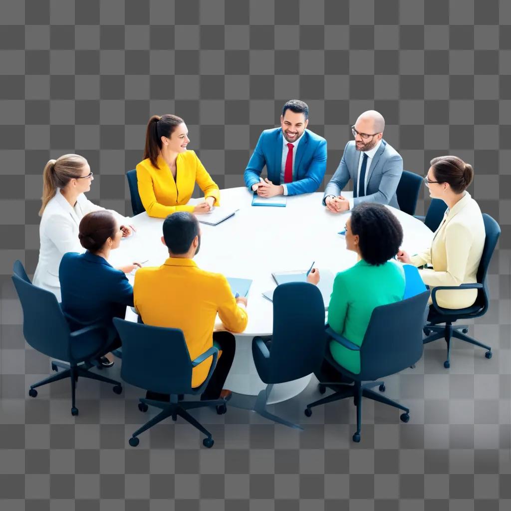 Business staff gathered at round table