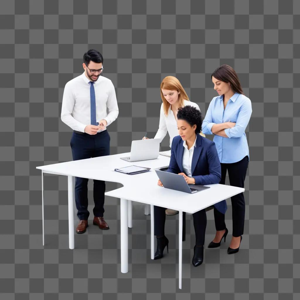 Business staff sitting around a table