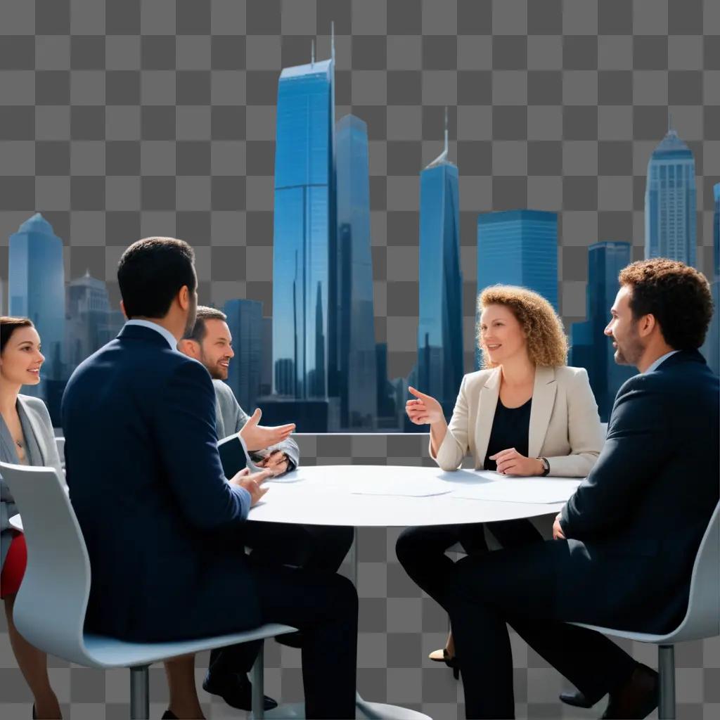 Businessmen have a discussion at a meeting