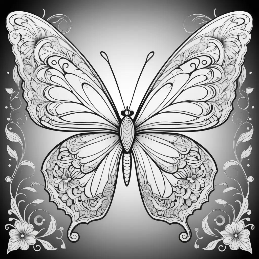 Butterfly Coloring Pages with Decorative Design