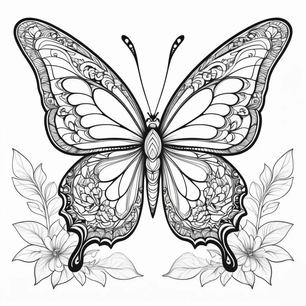 Butterfly Coloring Pages with Edible Flowers