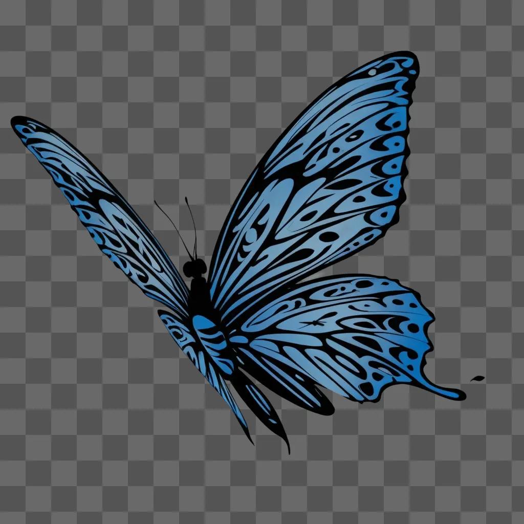 Butterfly clipart with a blue and black design