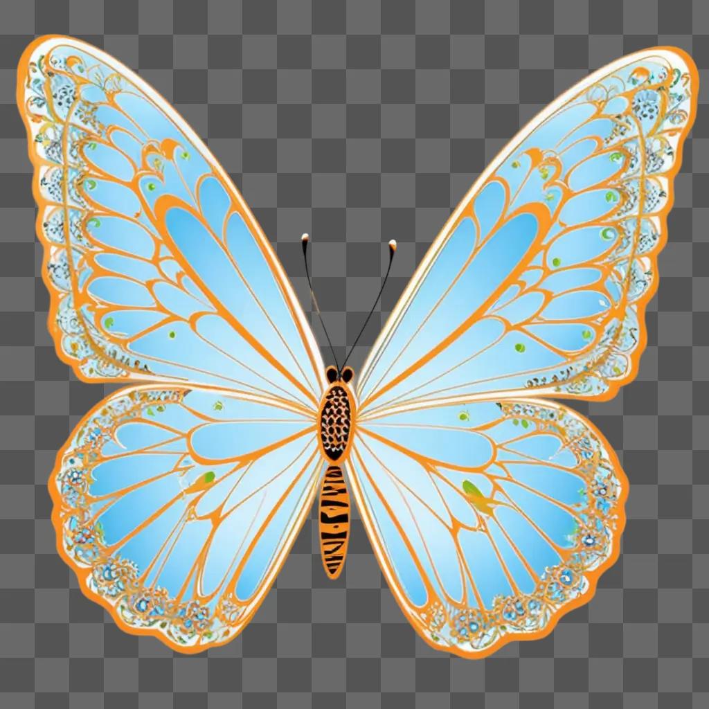 Butterfly clipart with orange and blue color