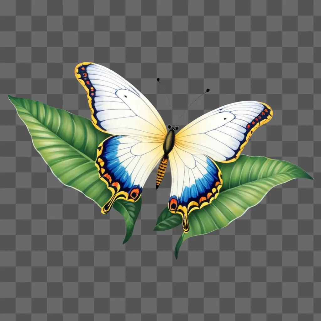 Butterfly design on green leaf