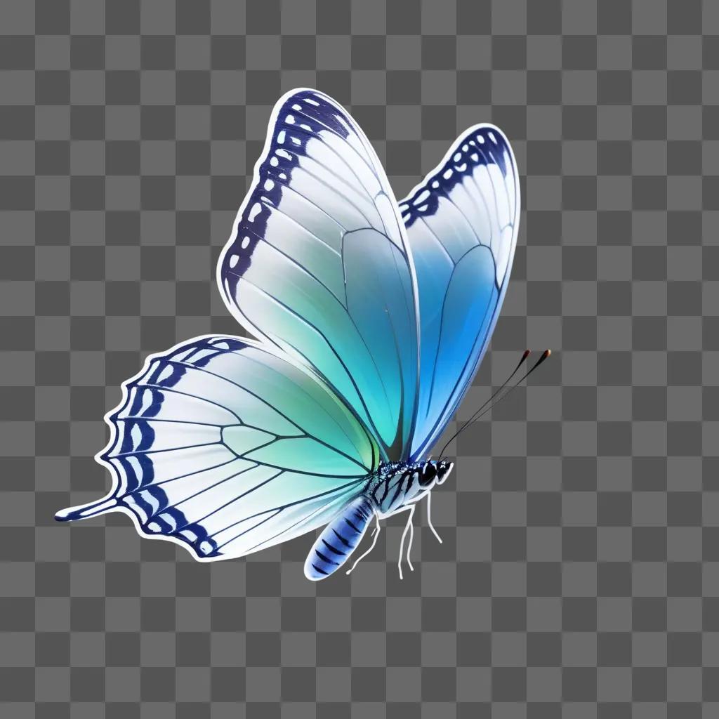 Butterfly with a transparent blue wing