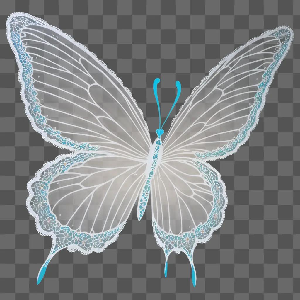 Butterfly with blue and white design on a blue background