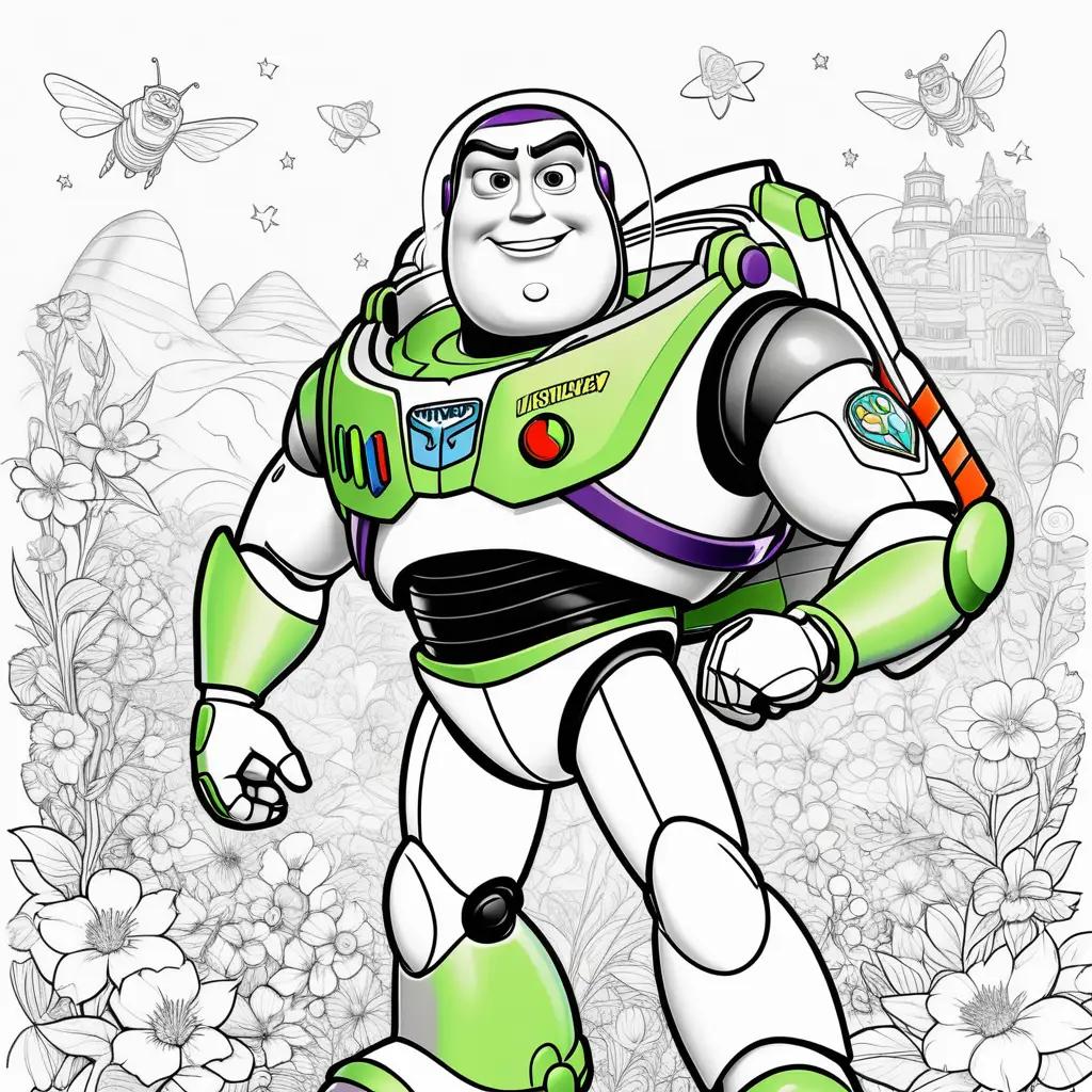 Buzz Lightyear coloring pages featuring a green and white spacesuit with a black helmet