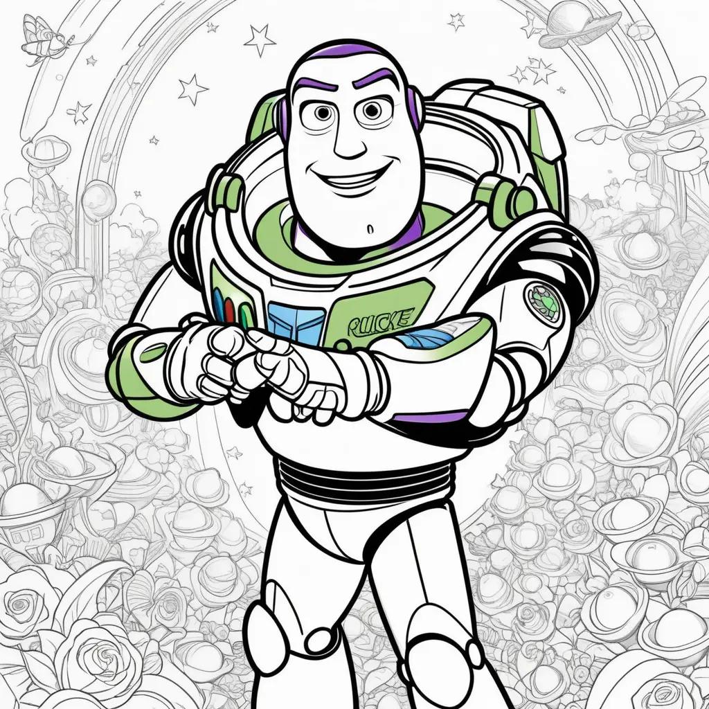 Buzz Lightyear coloring pages featuring a smiling astronaut