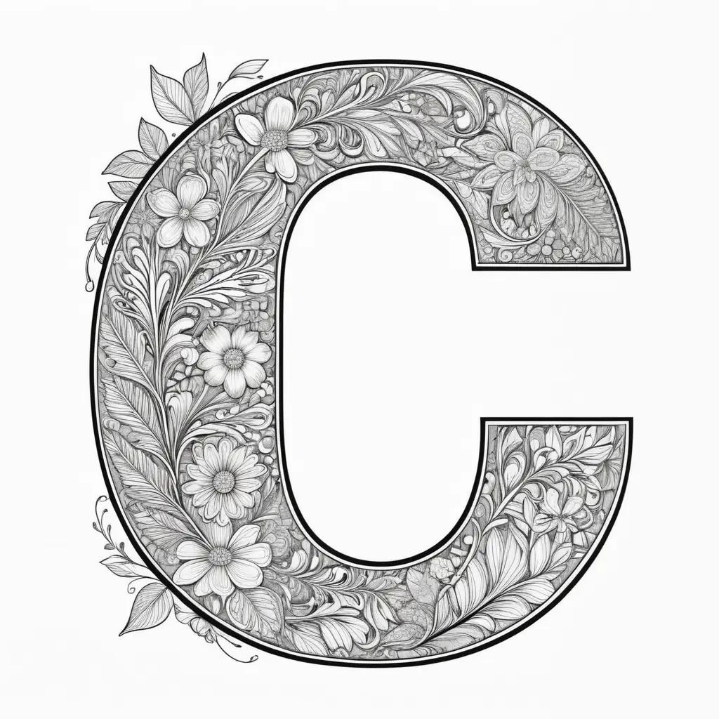 C letter coloring pages with a floral design