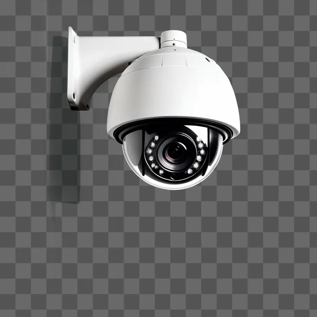 CCTV camera mounted on a wall in a gray room