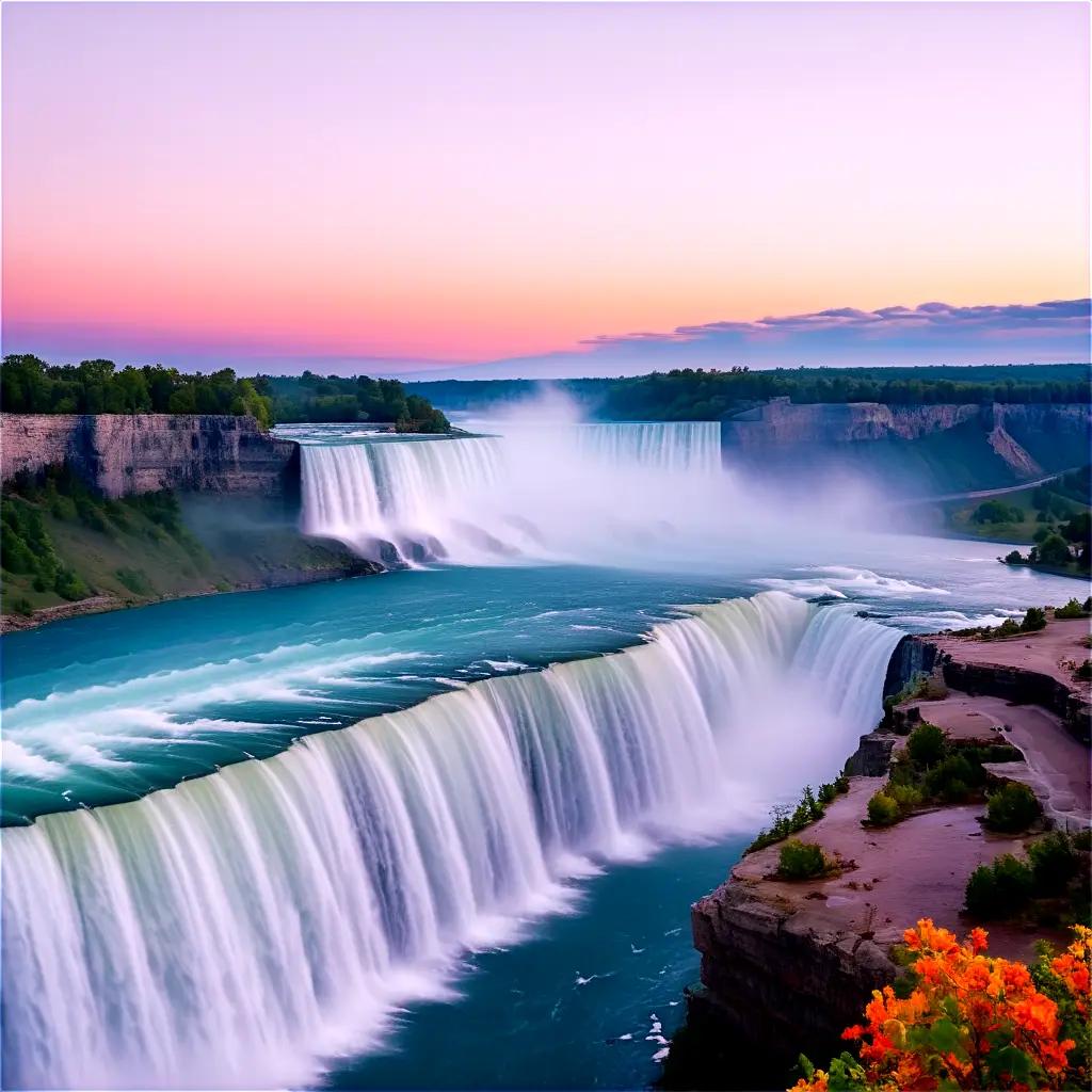 Canadas Niagara Falls at sunset