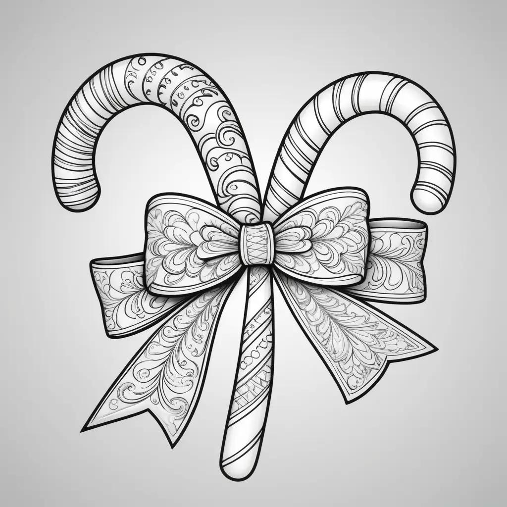 Candy cane bow and cane coloring pages